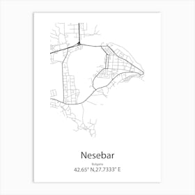 Nesebar,Bulgaria Minimalist Map Art Print