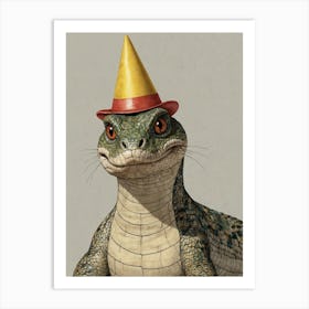 Lizard In A Party Hat 1 Art Print