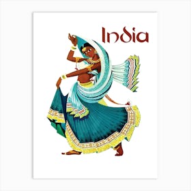 India, Dancing Girl in Traditional Costume Art Print