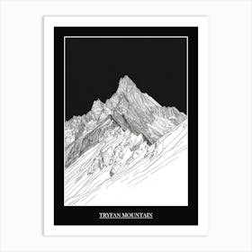 Tryfan Mountain Line Drawing 6 Poster Art Print
