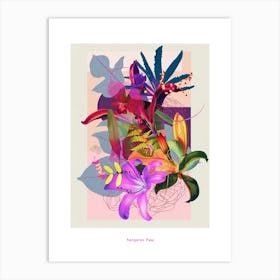 Kangaroo Paw 2 Neon Flower Collage Poster Art Print