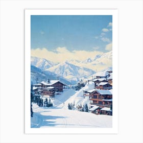 Nozawa Onsen, Japan Vintage Skiing Poster Art Print