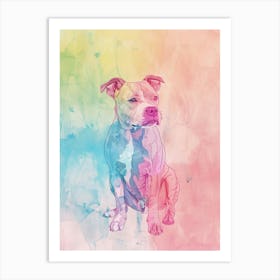 Pastel Staffordshire Bull Terrier Dog Pastel Line Illustration 2 Art Print