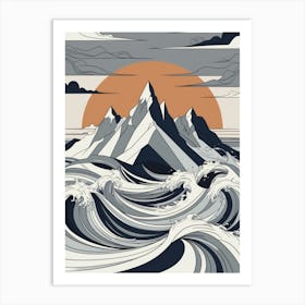 Waves And Mountains 1 Art Print