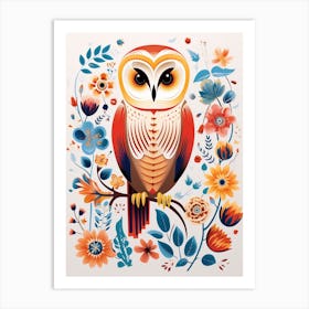 Scandinavian Bird Illustration Barn Owl 4 Art Print