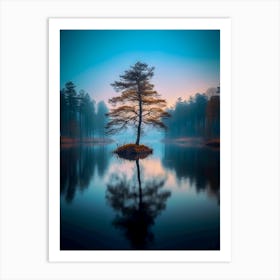 Lone Tree In A Lake 1 Art Print