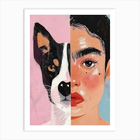 Dog And Girl Canvas Print Art Print