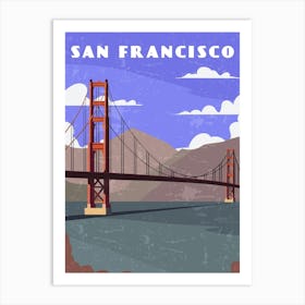 San Francisco, California, USA - Retro travel minimalist poster Art Print