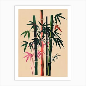 Bamboo Tree Colourful Illustration 4 Art Print