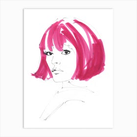 Girl With Pink Hair Art Print