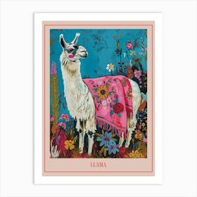 Floral Animal Painting Llama 1 Poster Art Print