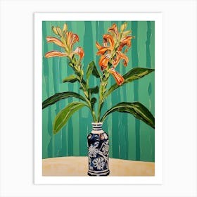 Flowers In A Vase Still Life Painting Kangaroo Paw 1 Art Print