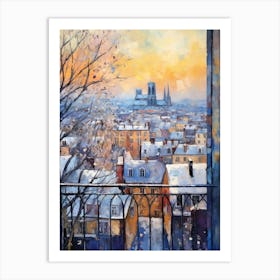 Winter Cityscape Paris France 4 Art Print