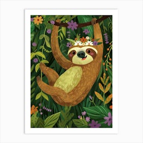 Cute Sloth In The Jungle Art Print