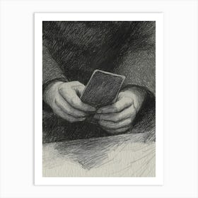 Dark Gothic Hand Holding A Cell Phone Art Print