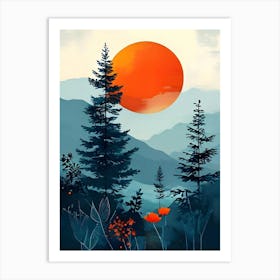 Sunset In The Mountains 25 Art Print