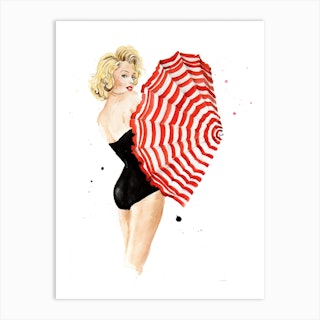 Marilyn Monroe With Umbrella Art Print