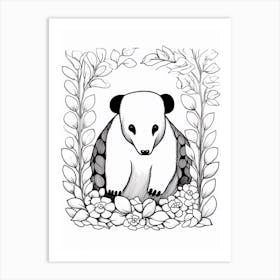 Line Art Jungle Animal Tamandua 4 Art Print