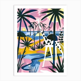 Giraffes At The Beach Art Print