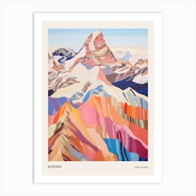 Aoraki New Zealand 1 Colourful Mountain Illustration Poster Art Print