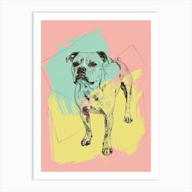 Pastel Staffordshire Bull Terrier Dog Pastel Line Illustration 1 Art Print