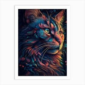 Psychedelic Cat 6 Art Print