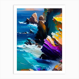Coastal Cliffs And Rocky Shores Waterscape Bright Abstract 2 Art Print