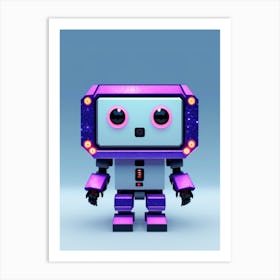 Square Turquoise Purple Robot Art Print