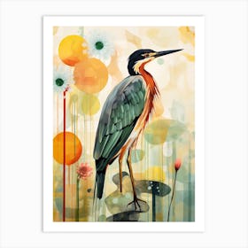 Bird Painting Collage Green Heron 2 Art Print