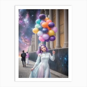 Girl With Balloons Art Print