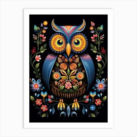 Folk Bird Illustration Owl 3 Art Print