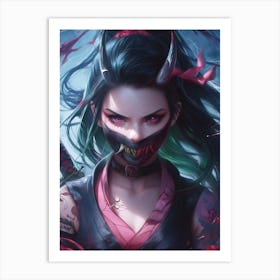 Samurai Girl Nezuko Art Print