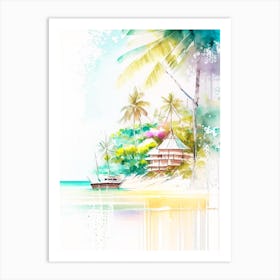 Koh Samui Thailand Watercolour Pastel Tropical Destination Art Print