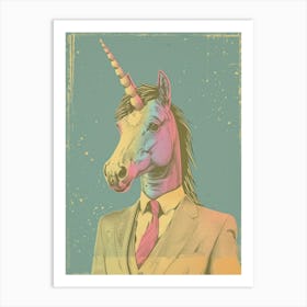 Pastel Unicorn In A Suit 4 Art Print