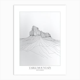 Table Mountain South Africa Line Drawing 2 Poster Art Print