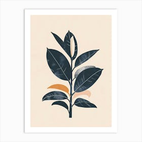 Rubber Plant Minimalist Illustration 1 Art Print