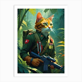 Cat In Military Uniform Art Print
