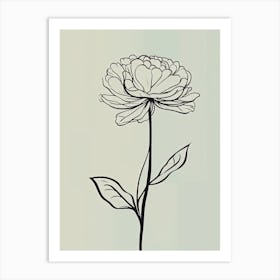 Line Art Marigold Flowers Illustration Neutral 10 Art Print