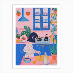 Girl Cooking Lo Fi Kawaii Illustration 2 Art Print