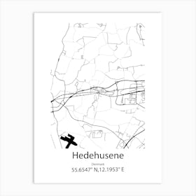 Hedehusene,Denmark Minimalist Map Art Print