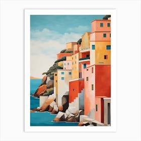 Abstract Illustration Of Spiaggia Del Principe Sardinia Italy Orange Hues 2 Art Print