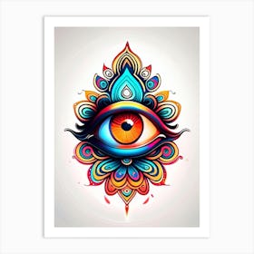 Om Aum, Symbol, Third Eye Tattoo 2 Art Print