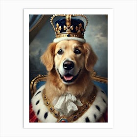 Golden Retriever King Dog Portrait Art Print