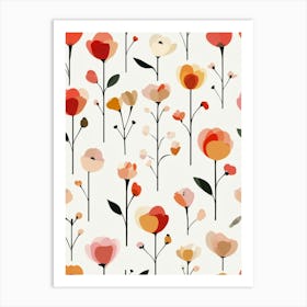 Flowers On A White Background Art Print