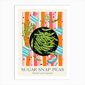 Marche Aux Legumes Sugar Snap Peas Summer Illustration 1 Art Print