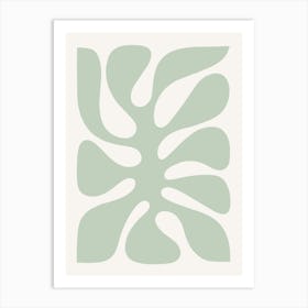 Minimal Abstract Retro Monstera Pastel Sage Green 1/2 Art Print