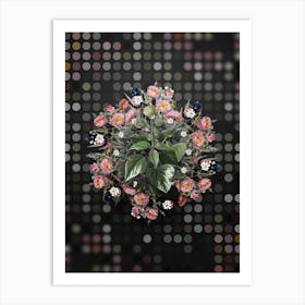 Vintage Common Ivy Flower Wreath on Dot Bokeh Pattern n.0539 Art Print