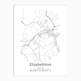 Elizabethton,United States Minimalist Map Art Print