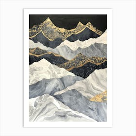 Gold And Black Mountains 1 Art Print