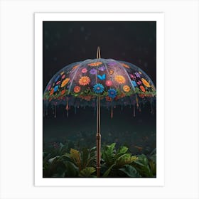 Umbrella In The Night Art Print